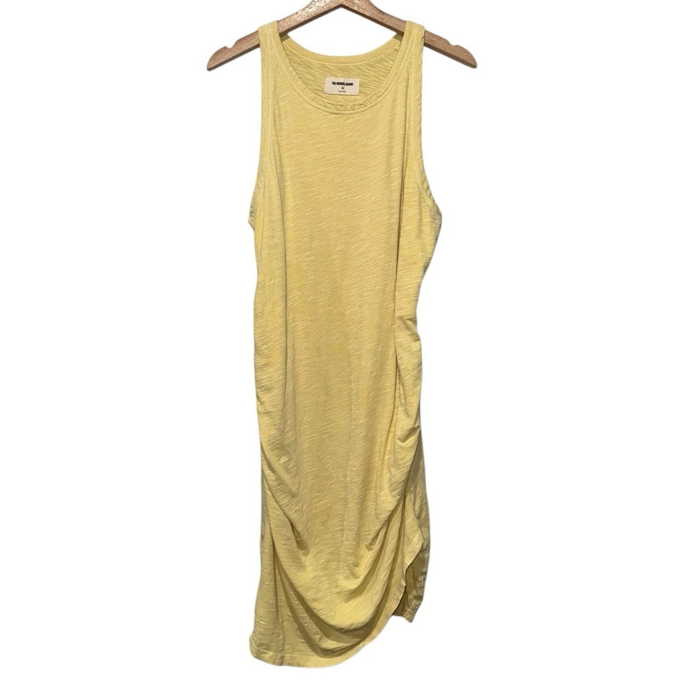 The Normal Brand Ruched Midi Dress XL Yellow Sleeveless Cotton Casual‎ Coastal